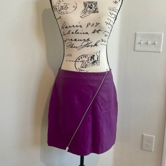BAR III MINI SKIRT PURPLE Sz L CROC EMBOSSING FAUX LEATHER PREPPY CHIC AESTHETIC - Picture 9 of 16